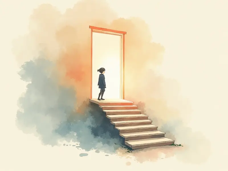 夢のイラスト:階段を上る