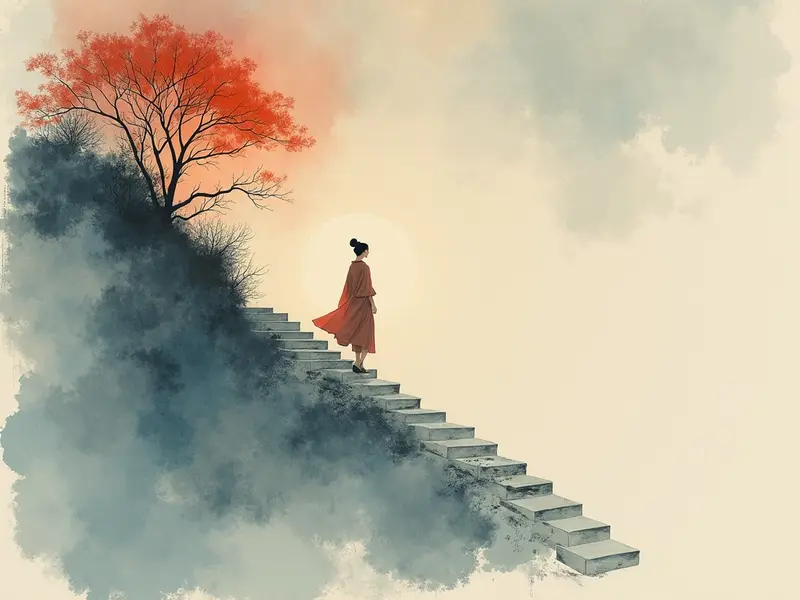 夢のイラスト:階段を下りる