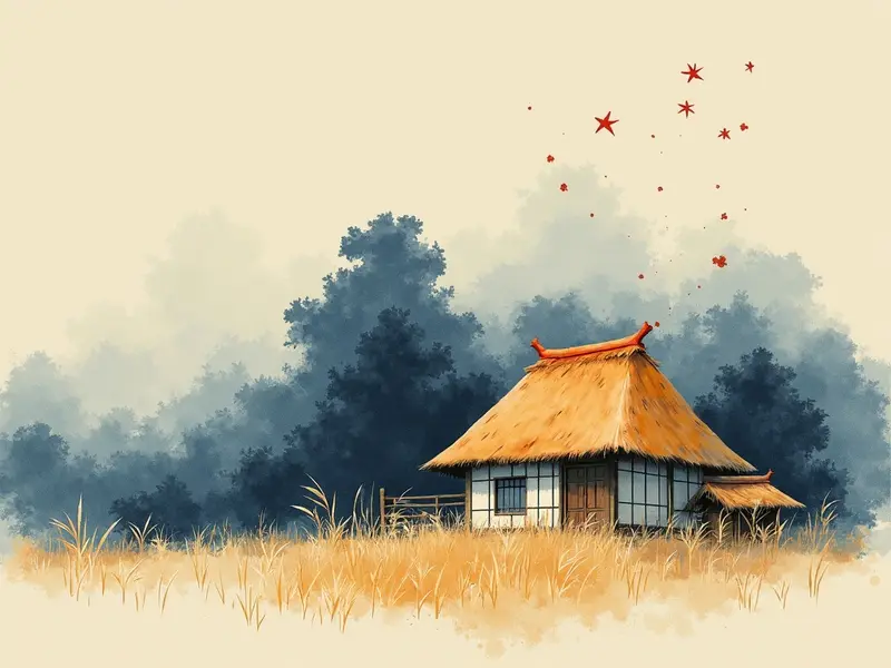 夢のイラスト:茅葺き屋根