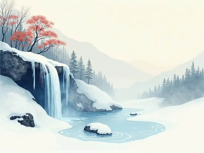 夢のイラスト:凍った滝